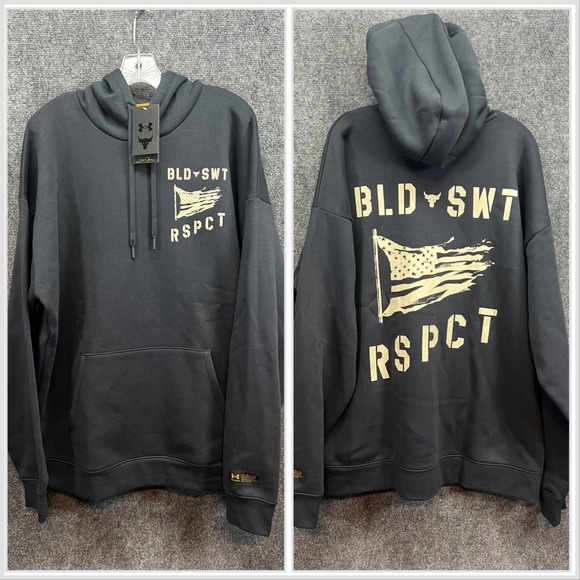 Men's Under Armour UA Project Rock Icon Fleece Veterans Day Hoodie BSR 2XL NWT - Picture 1 of 15